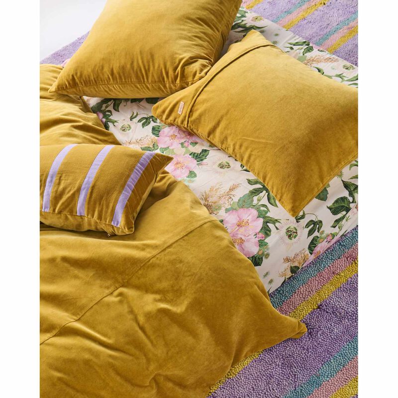 Kip&Co Pecan Pie Stripe Velvet Rectangle Cushion image number 1